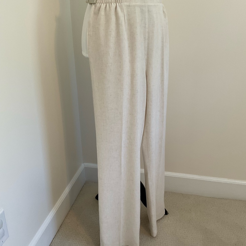 Draper’s & Damon’s Cream Linen Blend Women’s Elastic-Waist Pants - Picture 3 of 7